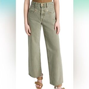 SLVRLAKE Grace Olive Flare Wide-Leg Jeans NWOT